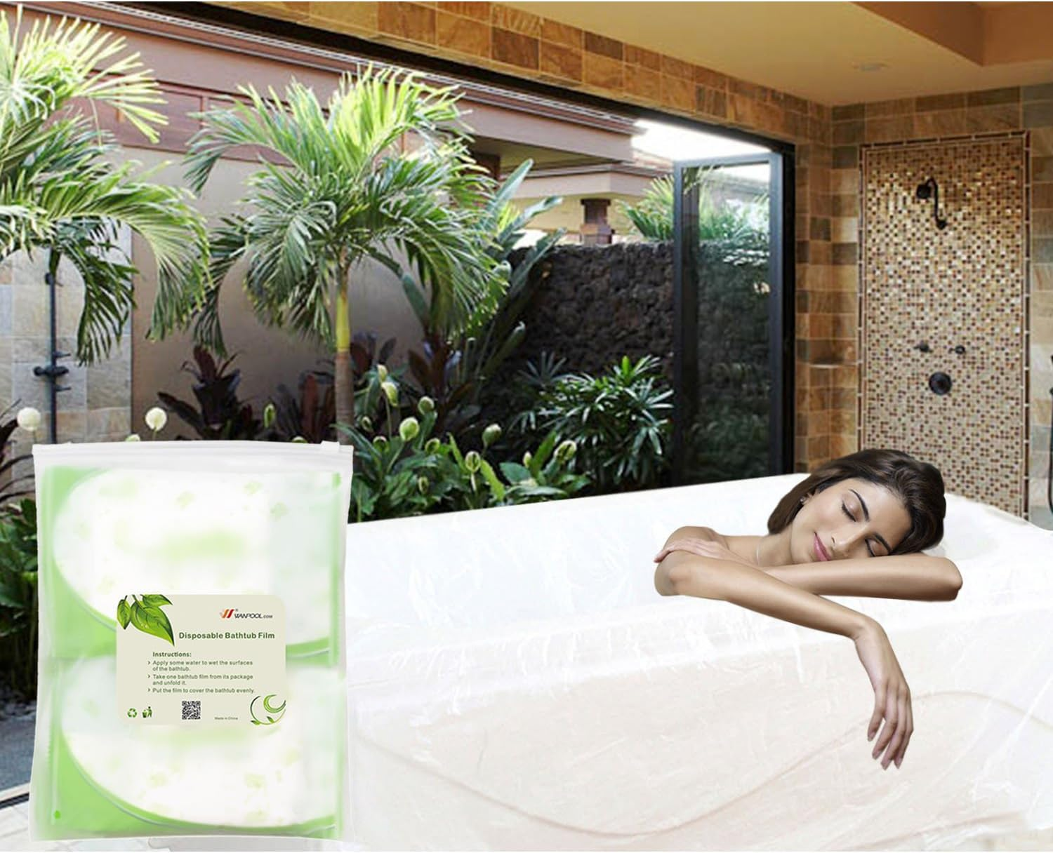 Bathtub Lining Bag WANPOOL Disposable Individual Bathtub Bag Film for Traveling/Hotel/Household/Salon (86 * 47 Inch) - 8 Pieces image number 1