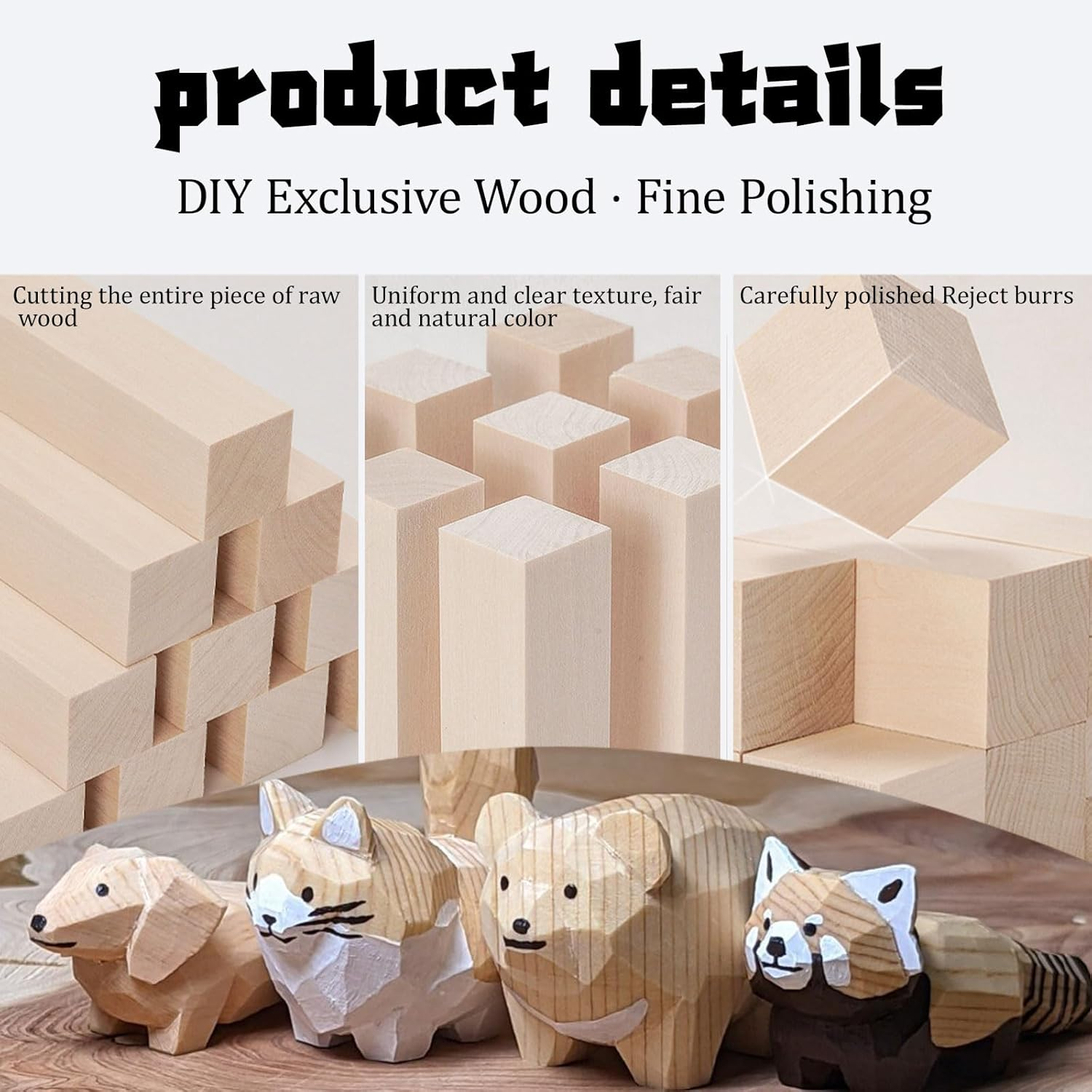 Turadh Basswood Carving Kit - 12PCS Wooden Blocks for Whittling & Carving, Two Sizes Basswood, Easy-To-Use Carving Wood for Beginners, Kids, Adults, DIY Wood Craft, Woodworking Tools image number 1