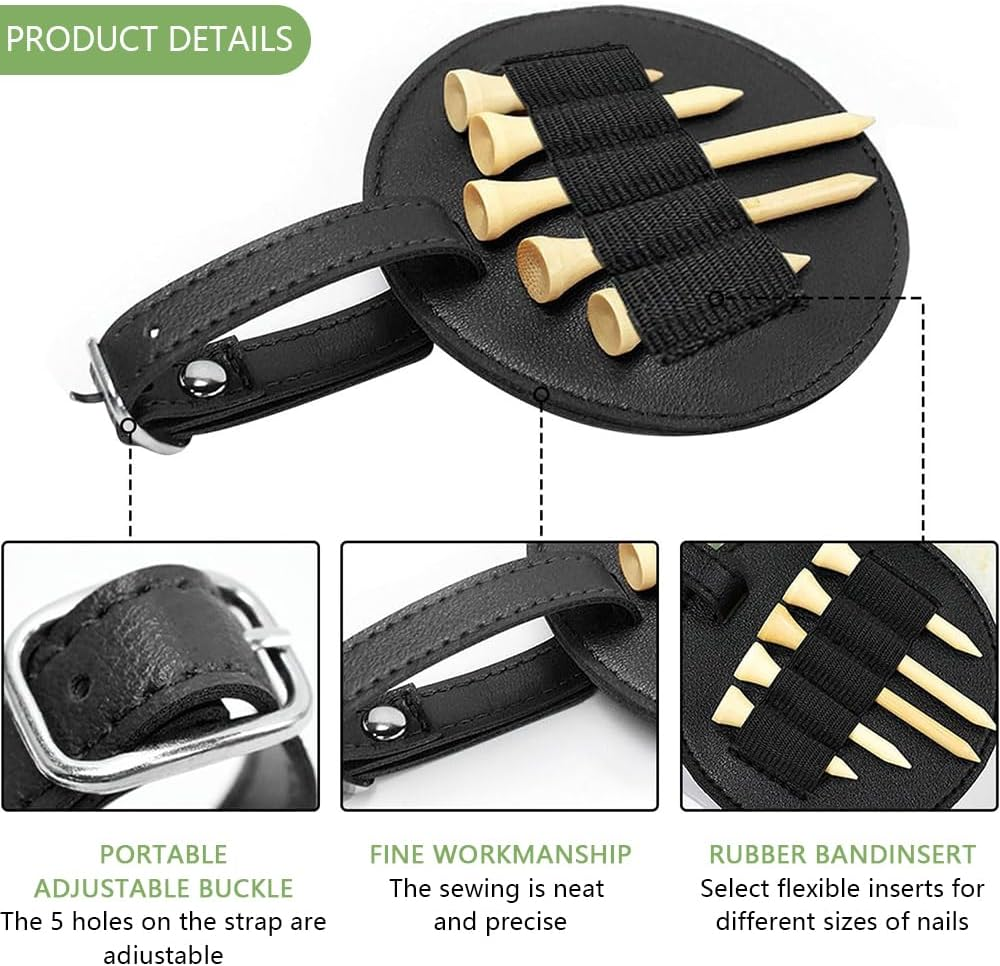Golf Tee Holder Bag with 10 Tees, Leather Waist Pouch Organizer, Portable Golf Tee Storage for Men & Women image number 1