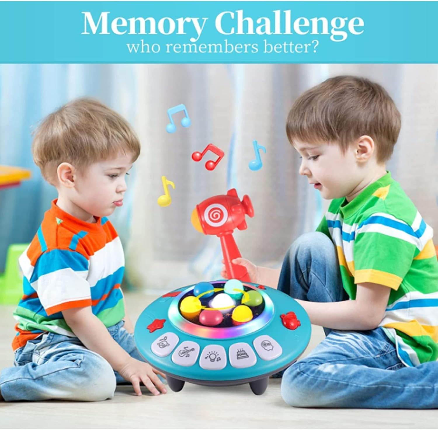 8-In-1 Musial Pounding Toy, Toddler Toy Age 2-4 Boy, Light-Up UFO Musical Interactive Pounding Toy, Spaceship Hammer Educational Game for 2 3 4 5 Kids, Fun Birthday Gifts Boys Girls Present image number 2