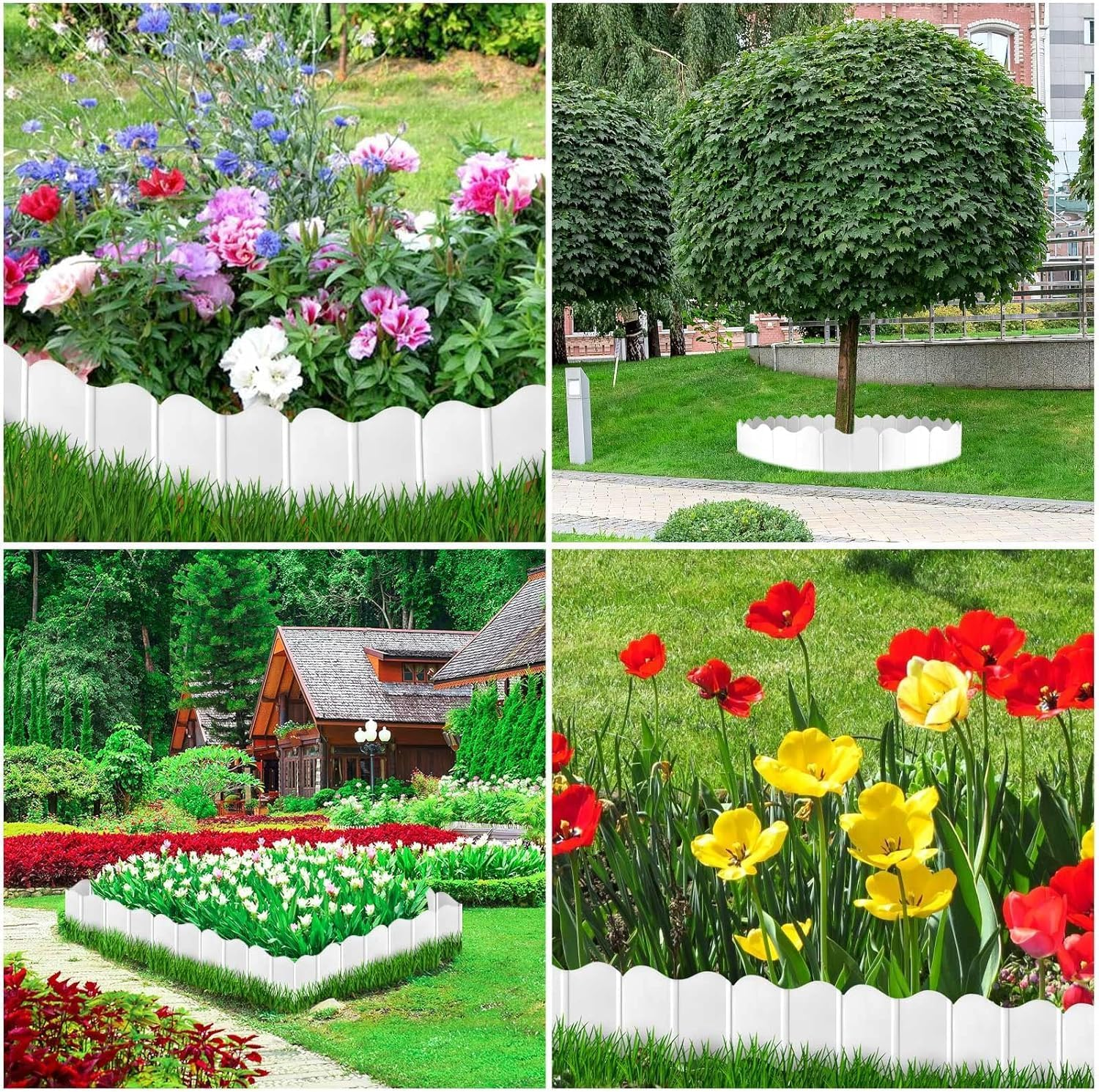 20Pcs Garden Edging Border, Garden Fence Lawn Edgings Decorative, White Flexible Garden Landscape Edging Borders for Outdoor Lawn Garden Flower Bed Yard,Lawn Edging image number 6