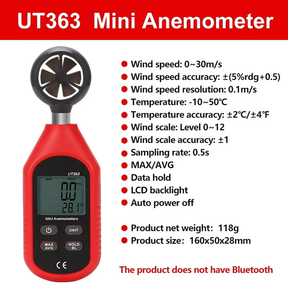 Histek UT363 Digital Anemometer Wind Speed Meter Professional Temperature Tester Air Flow Speed Wind Measurement image number 1
