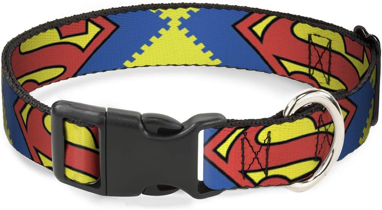 Buckle-Down Plastic Clip Dog Collar, Jagged Superman Shield Close-Up Yellow/Blue/Red, 6 to 9 Neck Size X 0.5 Inch Width image number 3