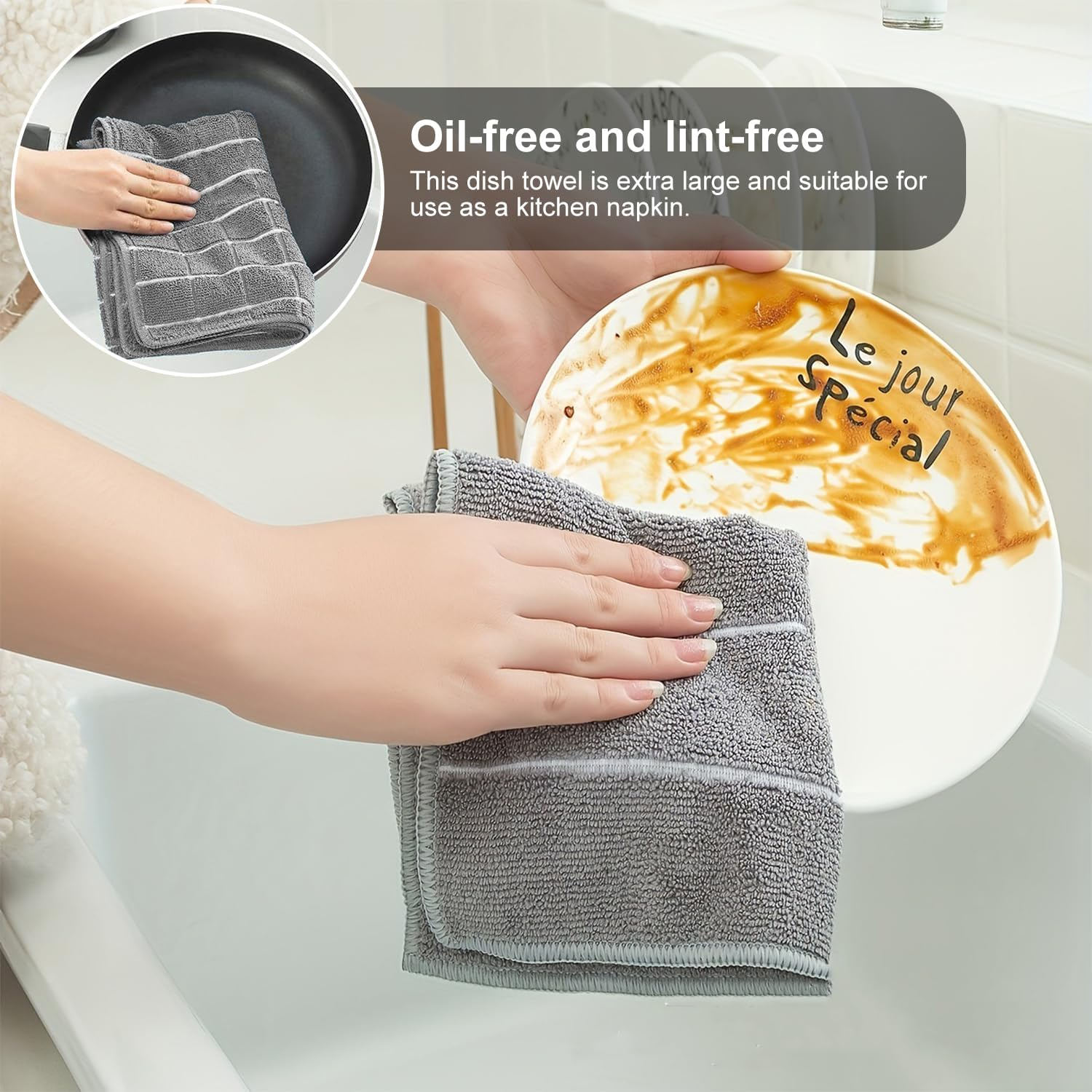 SHUNMAN Microfiber Cleaning Cloth,8 Pack 26 X 18 Inch All-Purpose Microfiber Towels, Ultra Premium Microfibre Kitchen Dish Tea Towel,Soft, Super Absorbent and Lint Free image number 2