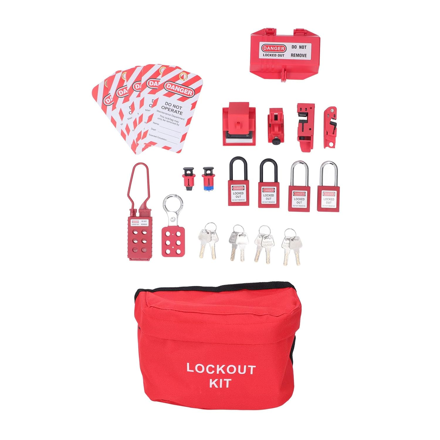 Electrical Lockout Tagout Kit, Circuit Breaker Lockout, Safety Locks with Hanging Tags Keys and Storage Bag for to Manage Electrical Equipment image number 6