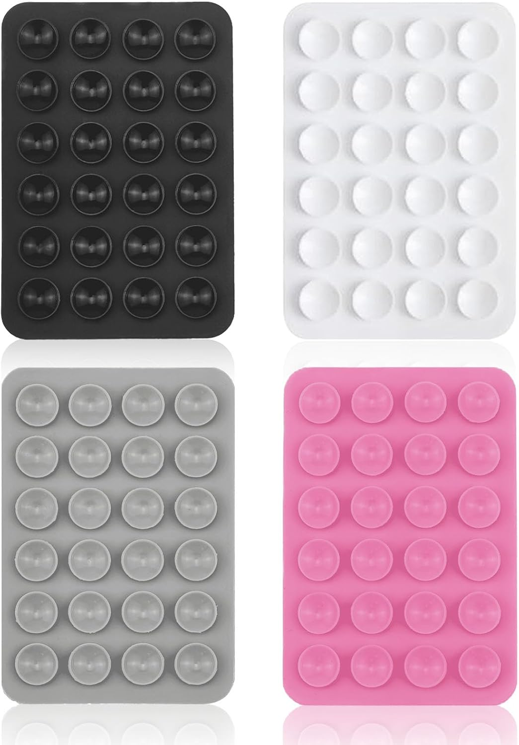 Zakora 4 Piece Cell Phone Suction Cup,Silicone Suction Cup Cell Phone, Adhesive Back,For Mobile Power Cellphones Selfies and Videos (Black White Pink)