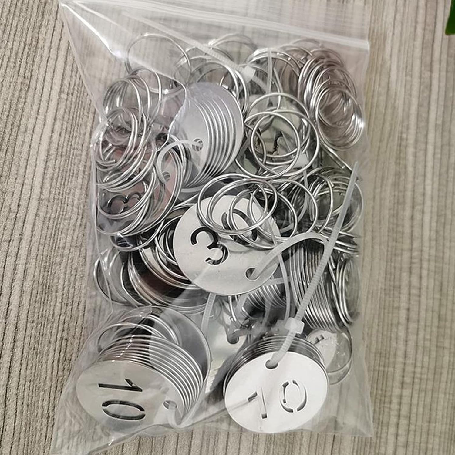Stainless Steel Numbered Tags, round Metal Key Tags ID Tags with Rings (1-30)