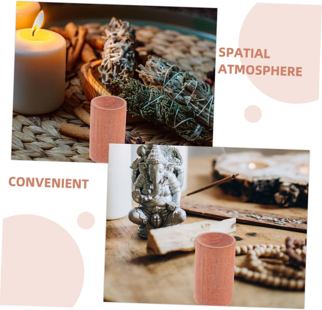 Baluue 4Pcs Natural Wood Aromatherapy Essential Oil Base Stands for Home Office round Cylinder Pedestals image number 1