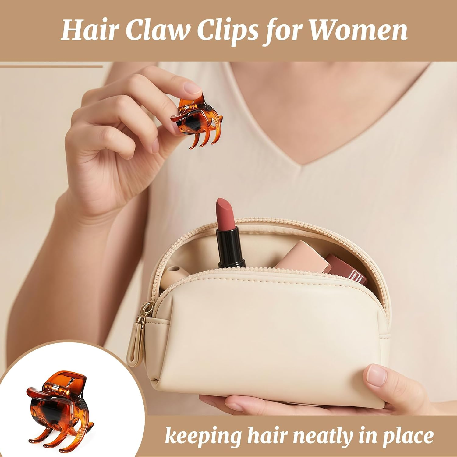 Xanthelle Hair Clips Ladies, 6 Piece Hair Clamps Small, Hair Clip for Thin Hair, Hair Clamps Women, 1.38 Inch Small Claw Clips, Non-Slip image number 6