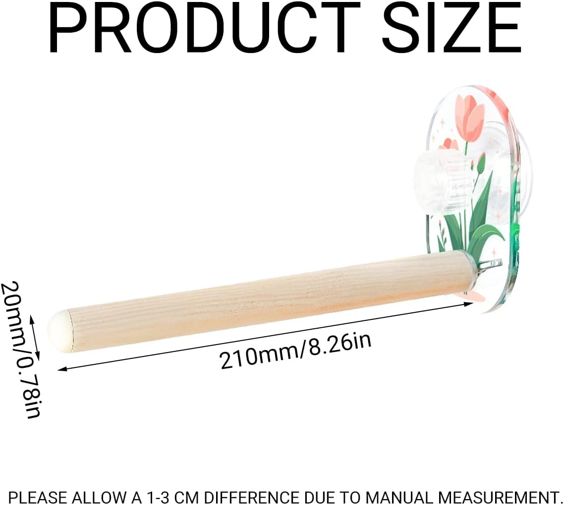 AIMALL Acrylic Parrot Suction Stand Rod with Natural Pine Wood Perch 8.85In &times; 0.78In Bar for Tiger Skin Budgies Peony Birds Cockatiels Lovebirds Car Window Bird Swing Toy image number 5