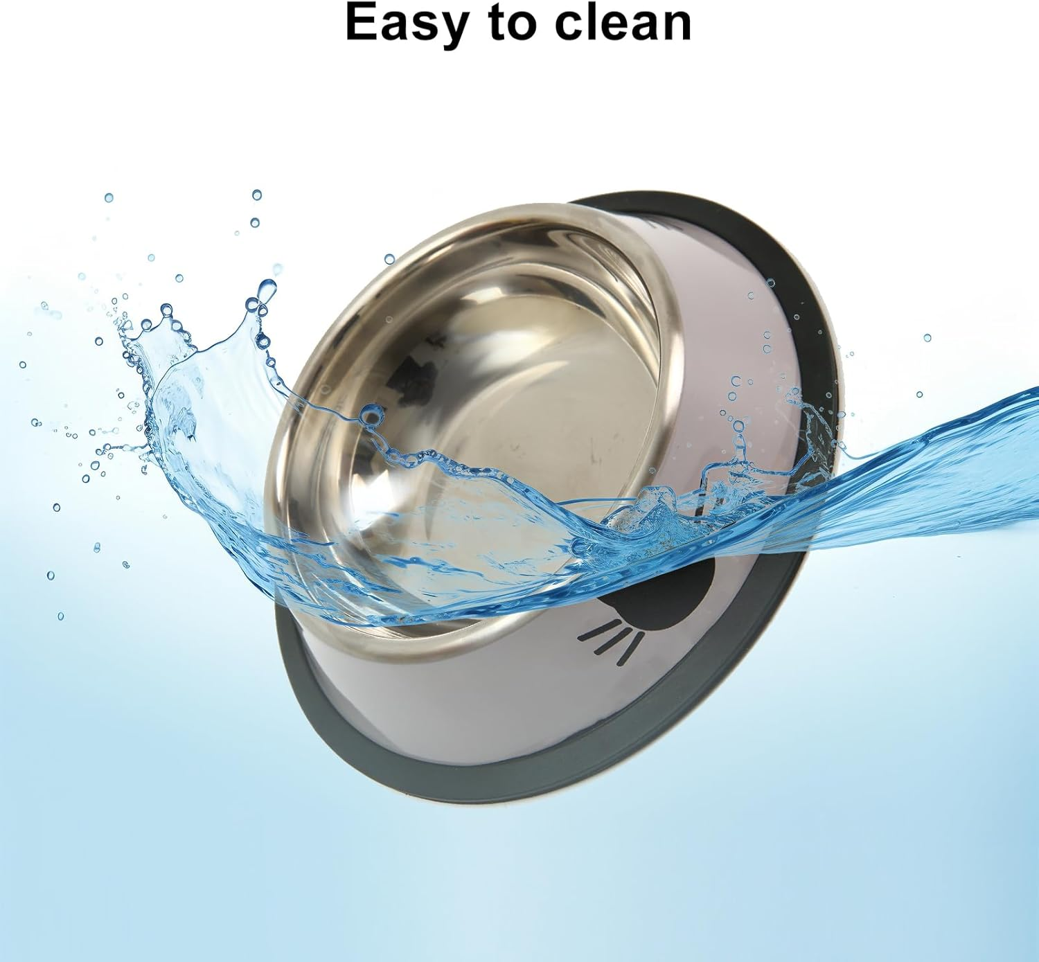 3Pcs Cat Bowls Stainless Steel, Small Pet Bowl, Shallow Wide Flat Cat Food Bowls,Anti Slip Cat Food Bowl Suitable for Indoor Small Cats and Small Dog Animals (Blue Green Gray) - Orange Gray Blue image number 5