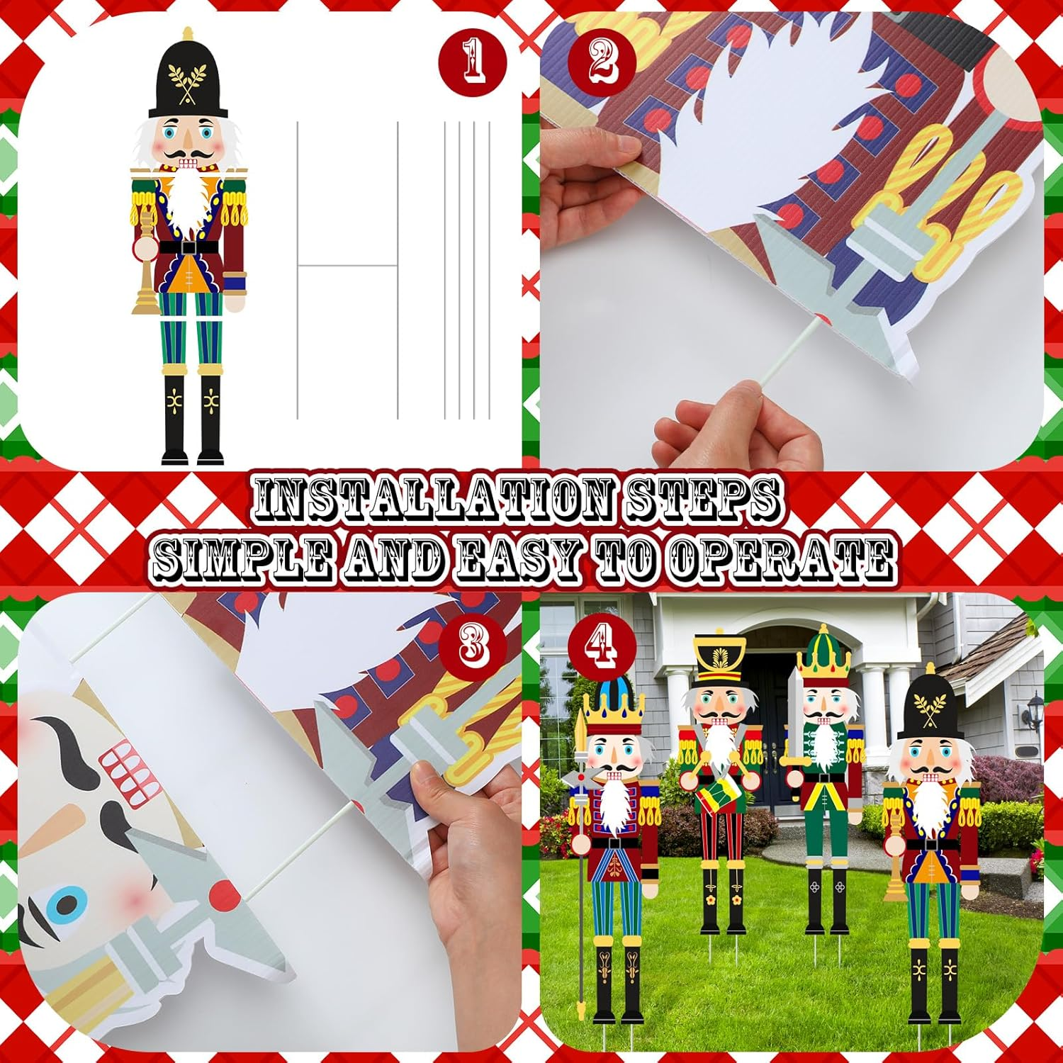 Soaoo 4 Pcs Large Christmas Nutcracker Yard Sign with Stakes 39.4 Inch Christmas Nutcracker Decorations Outdoor Holiday Giant Nutcracker Garden Decor for outside Xmas Courtyard Lawn Party Supplies image number 1