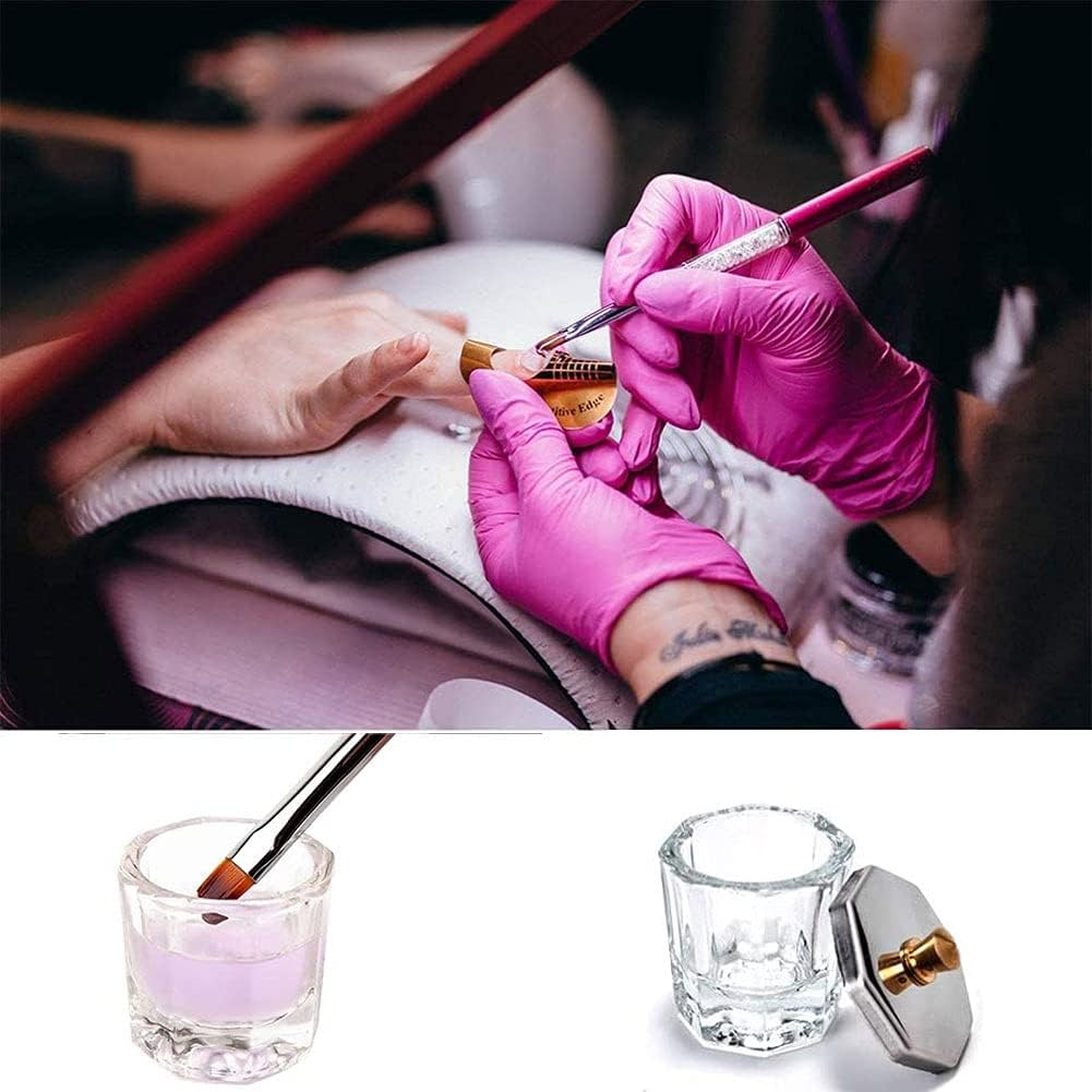 Dish Glass Crystal Cup, 3 Pcs Glass Dappen Dish, Powder Nail Crystal Cup, Lid Nail Art Acrylic Liquid, Glass Cup, Liquid Powder Nail Crystal Bowl, Can Be Used for Nail Care image number 2