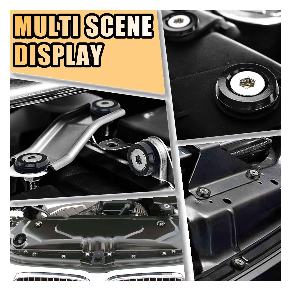 20PCS Aluminum Bumper Fender Washer Stainless Steel Bolts, Engine Bay Dress up Fastener Kit, M6 JDM Fender Washer, Car Body Decoration Kit for Headlights Trunk License Plate Frame (Black) - Black image number 5