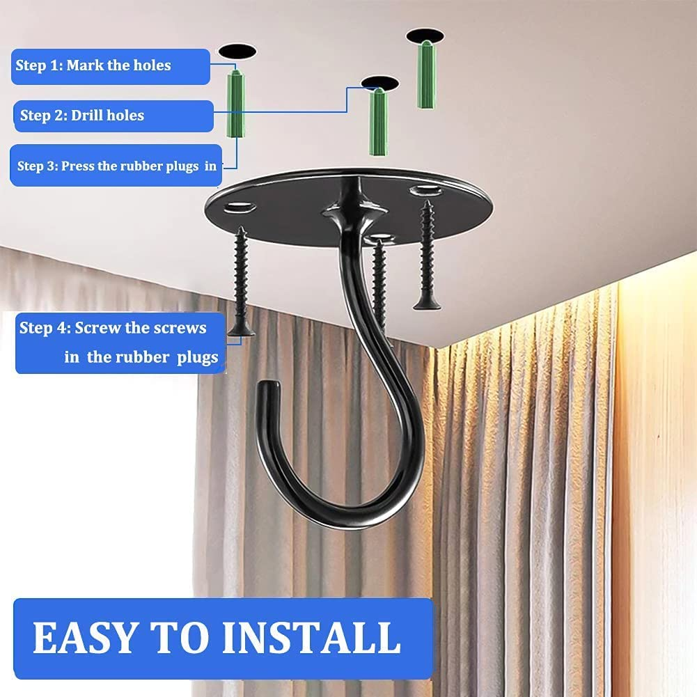 Ceiling Hooks - Metal Plant Bracket Iron Wall Mount Lanterns Hangers for Hanging Plants Hanging Bird Feeders, Lanterns, Wind Chimes, Planters, Outdoor Decoration Hooks