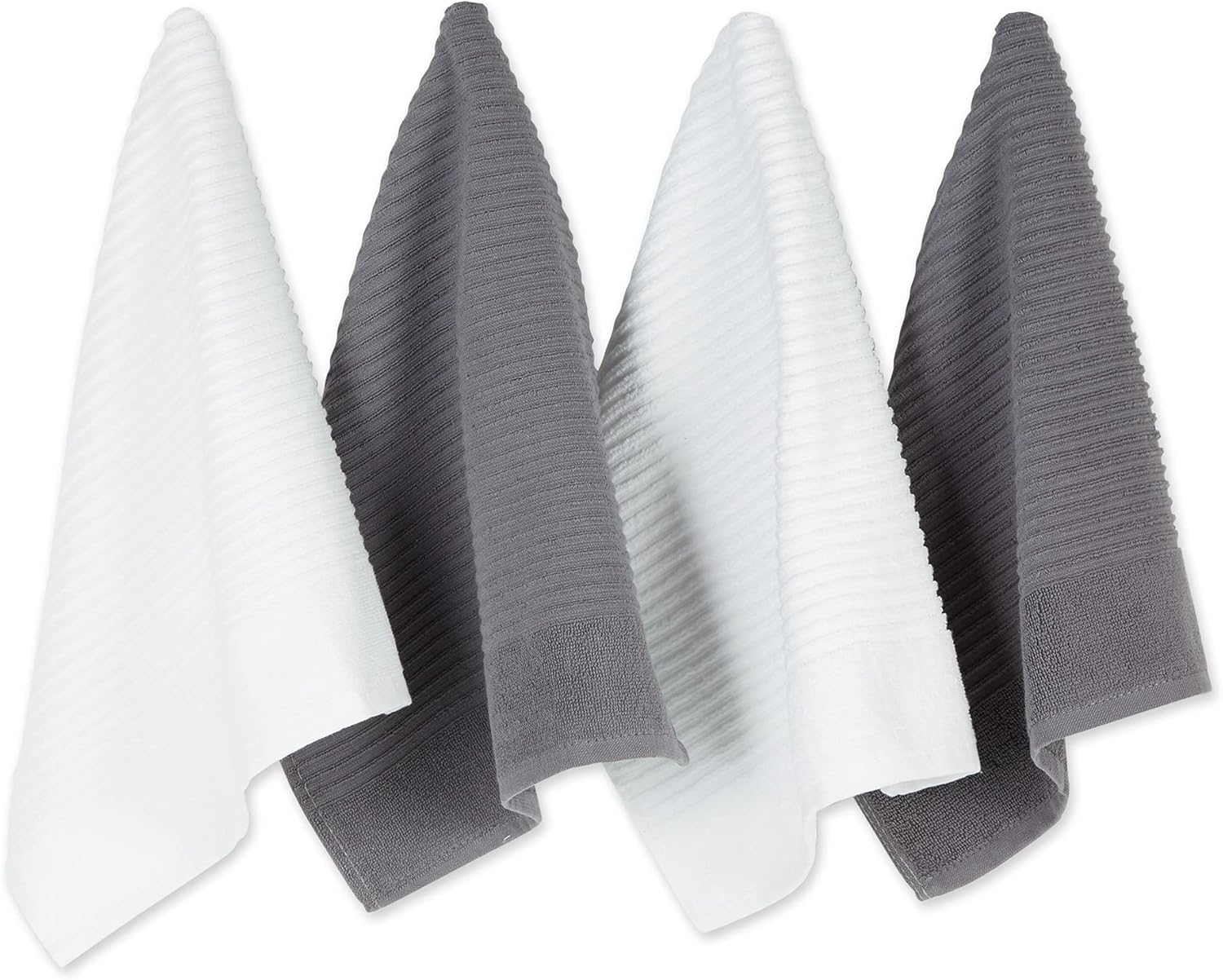 J&M Home Fashions, Cotton Ribbed Terry Dish Towels, Ultra Absorbent, Set of 4. 16X26, Gray/White image number 6