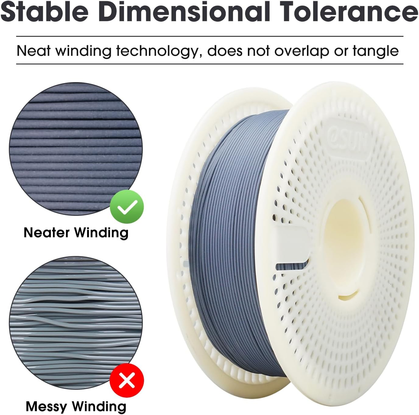 Esun Matte PLA Refill Filament and Spool Kit, Spoolless Matte PLA 1.75Mm and Removable Filament Espool+, 1KG Spool (2.2 LBS) 3D Printing Filament for 3D Printers,Dark Grey image number 2