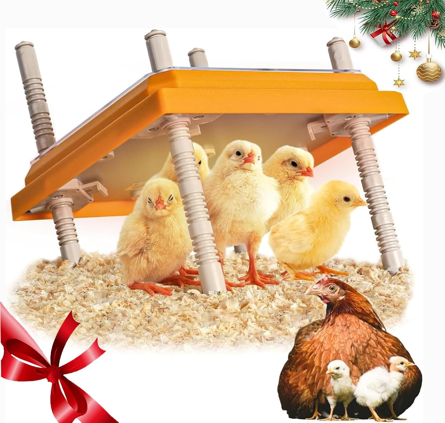 Brooder Heater for Chicks, 25 * 25Cm for 15 Chicks Heating Plate with Adjustable Height and Angle 15W Chicken Brooder Warm like Mother Hen (Orange, 25CM) image number 1