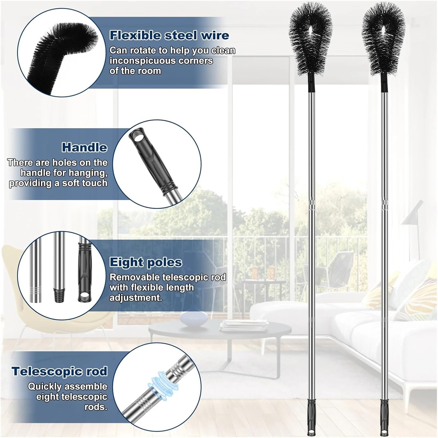 Gutter Cleaning Tool Gutter Cleaning Brush with Removable Pole Efficient Cleaning Gutter Guard Cleaner Tools for Leaves image number 6