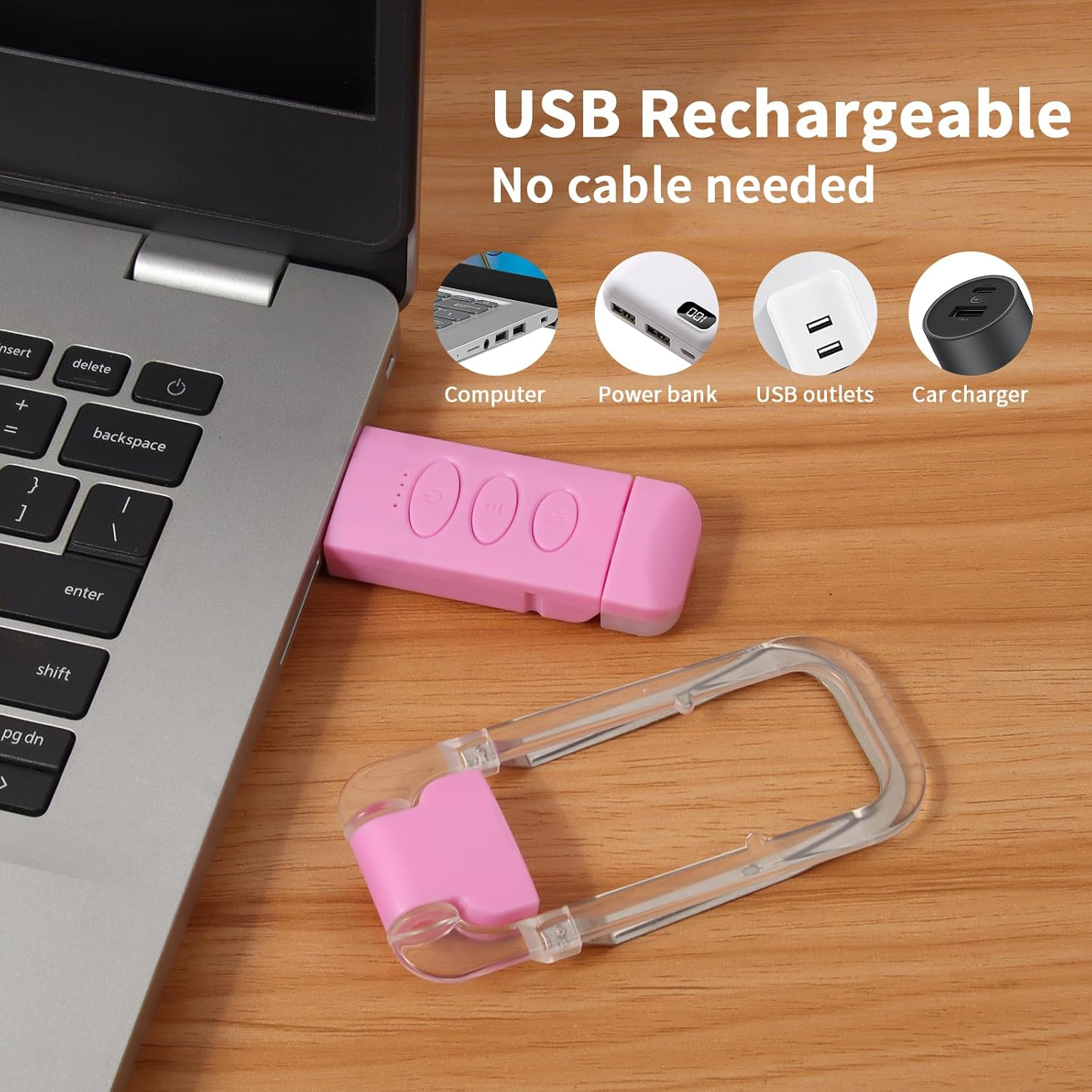 Bsdgeclogy Clip on Book Light, USB Rechargeable Reading Light with 3 Color Modes, 5 Brightness Levels, Flexible Clamp Arm for Bed and Travel(Pink, Clip On) - Blue image number 6