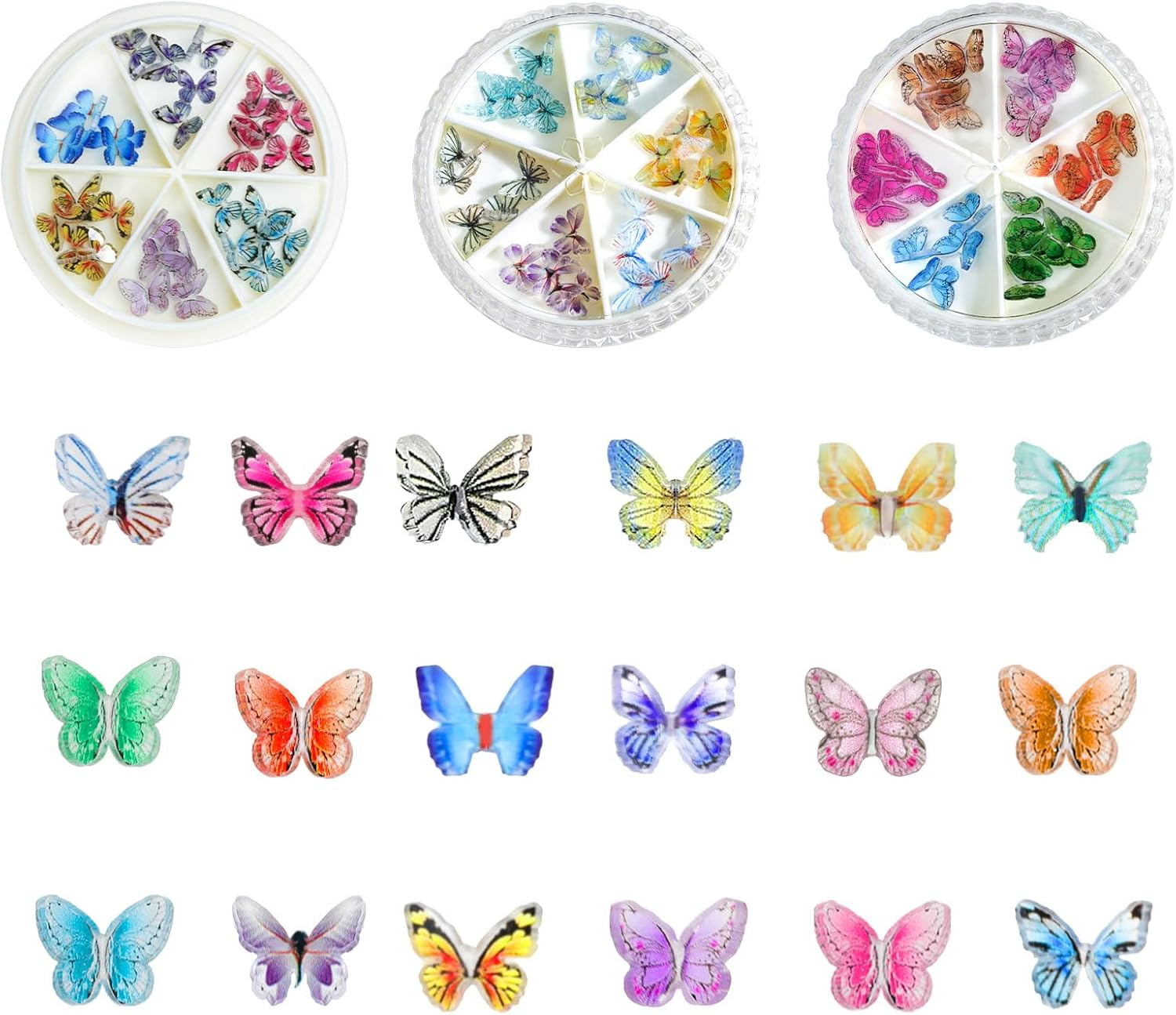 90Pcs Micro Resin Butterflies Miniatures, 3D Butterfly Nail Charms, Nail Decorations and Tiny Butterflies for Nail Art Decoration DIY Crafting Design (90Pcs) image number 1
