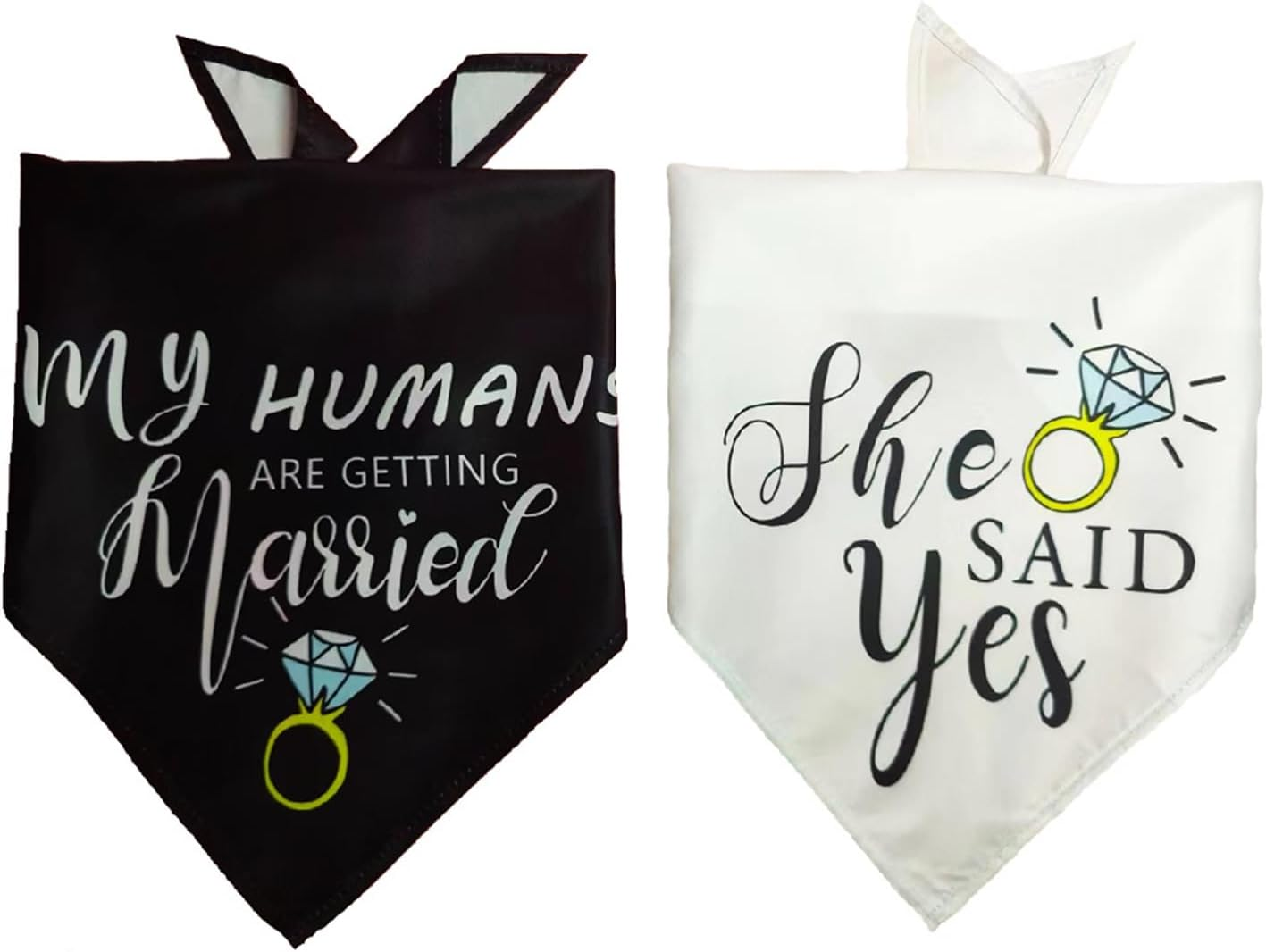 Dog Wedding Bandana, 2 Pieces My Humans Are Getting Married She Said Yes Pet Scarf, Triangular Collar, Pet Accessories for Dog Lovers, Medium and Large Dogs and Cats image number 6