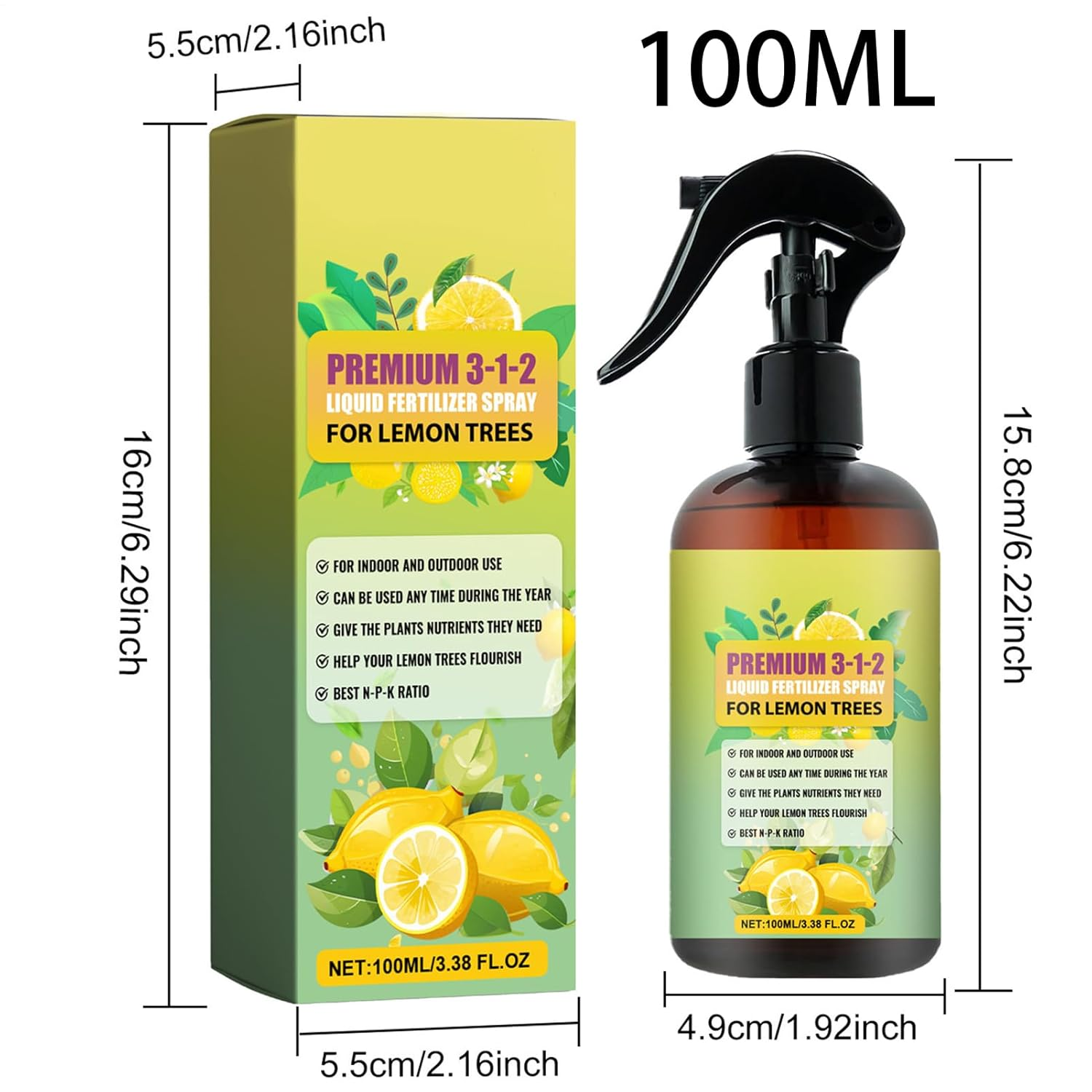 Natural Grower Liquid Fertilizer - Lemon Tree Spray | 100Ml Professional Lemon Tree Spray Mist, Natural Growth, Convenient to Use Liquid for Healthy Leaves and Root Growth image number 6