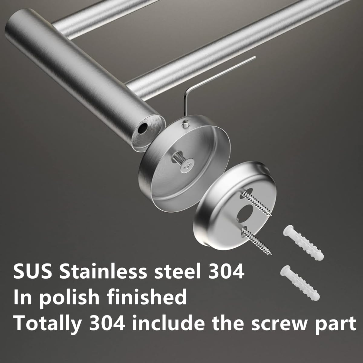 Frafuo Adjustable 40 to 70 Cm Double Bath Towel Bar for Bathroom SUS304 Stainless Steel Towel Holder-Wall Mount with Screws Towel Bar-Retractable Towel Bar Rod Rack Hotel Style(Polish) image number 4