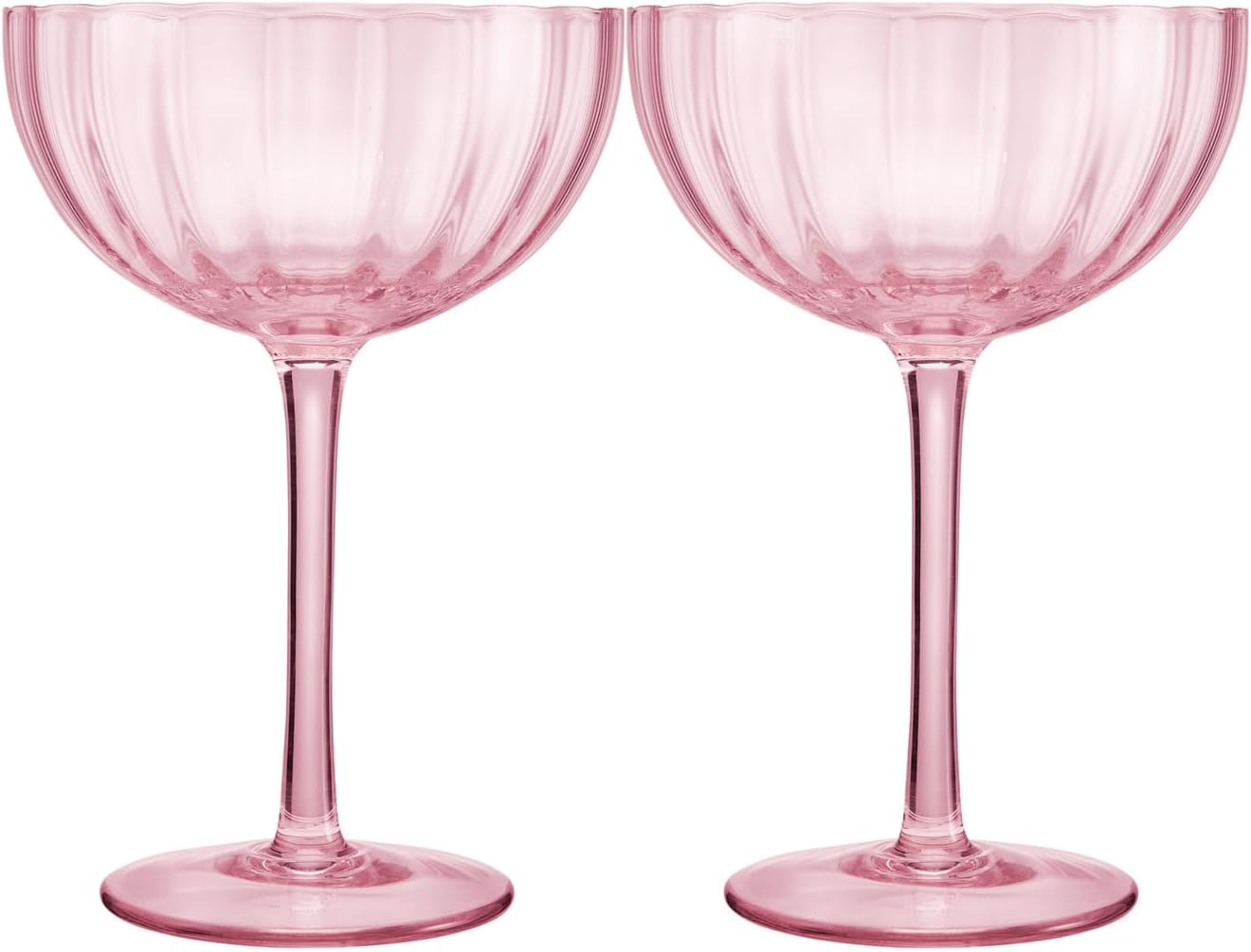 Maxwell & Williams Wicked Pink Goes Good with Green Ribbed Coupe Glass in Glinda Gift Box, Pink (Set of 2)