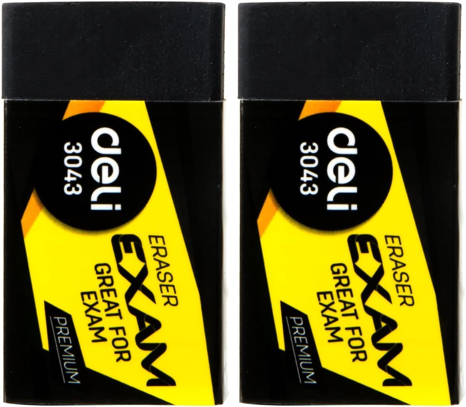 Deli E3043 Exam Eraser, 40 Mm &times; 22 Mm &times; 12 Mm, Black
