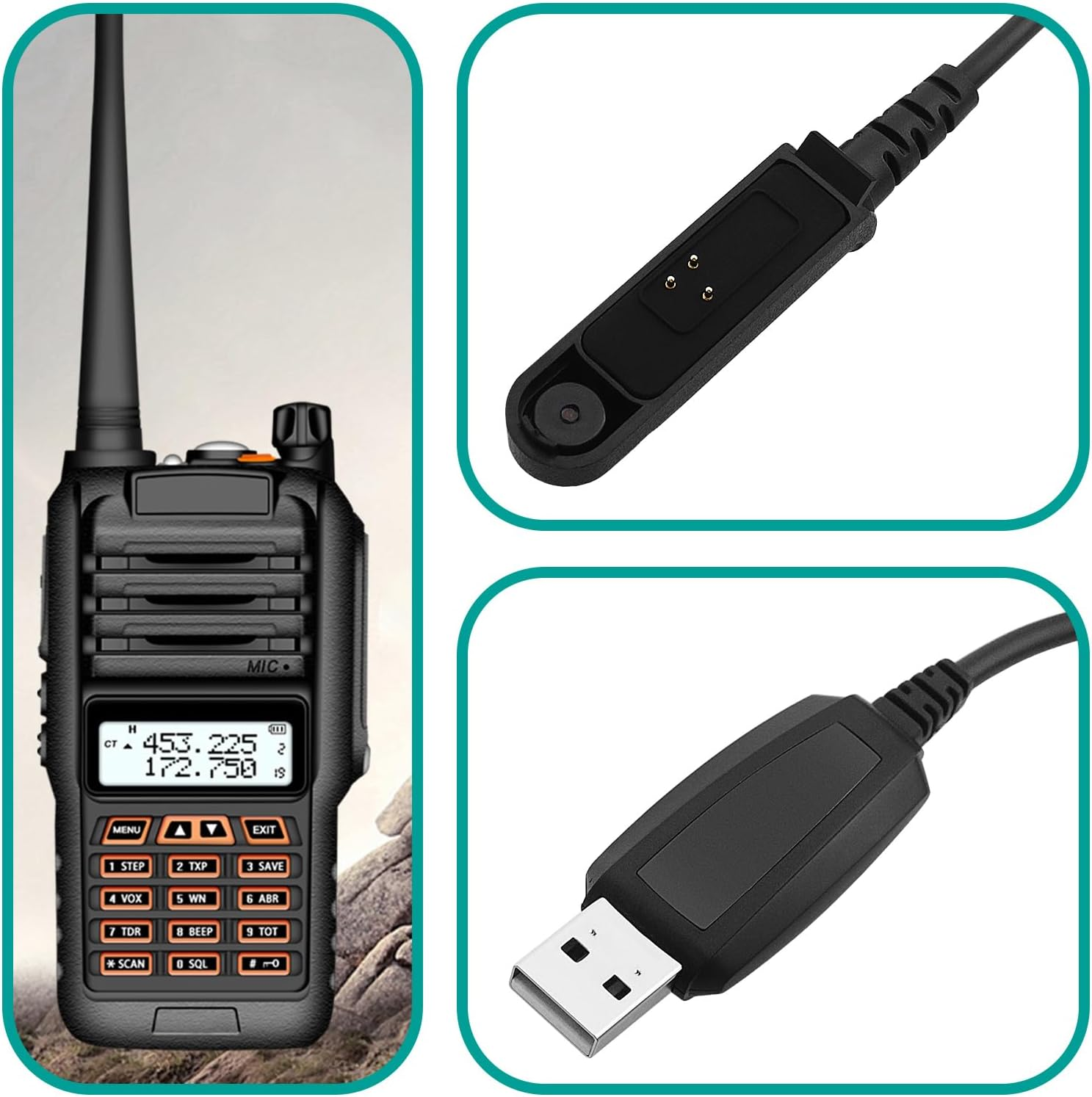 SING F LTD 1 Set Walkie Talkie Connection Computer USB Interface Programming Cable with CD Compatible with Baofeng UV-9PLUS BF-UV9R BF-A58 BF9700 image number 1