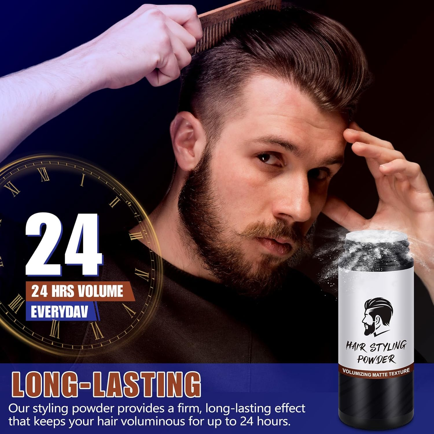 2 Pack Hair Styling Powder, Hair Styling Powder for Men, Texturizing Powder, Adds Volume to Hair, Matte Look and Natural Finish, Easy to Apply image number 5