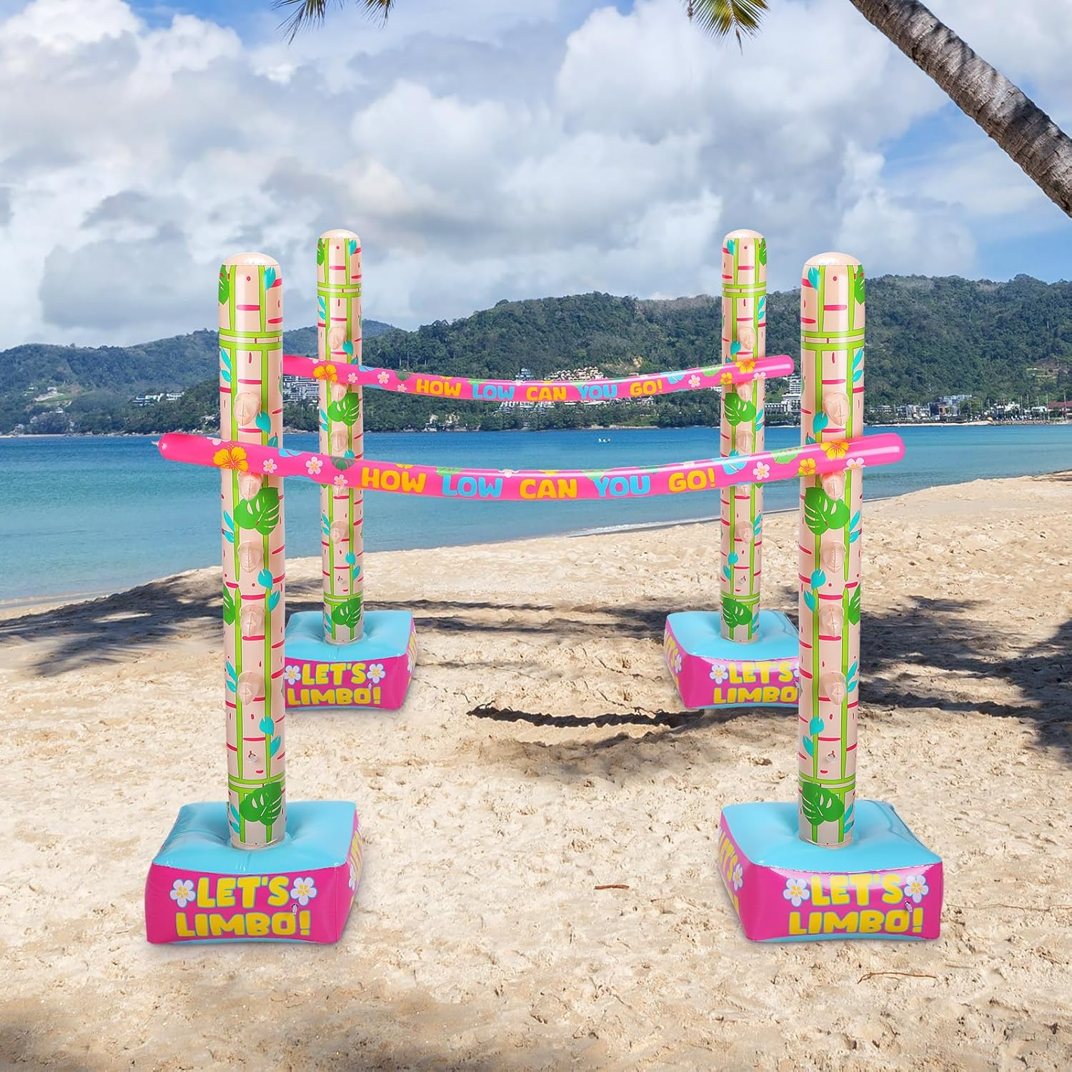 Summer Inflatable Limbo Game Palm Leaf Party Game for Boys Girls and Adults Fun Tropical Inflatable Decoration for Indoor Outdoor Picnic Beach Pool Family Luau Backyard image number 1