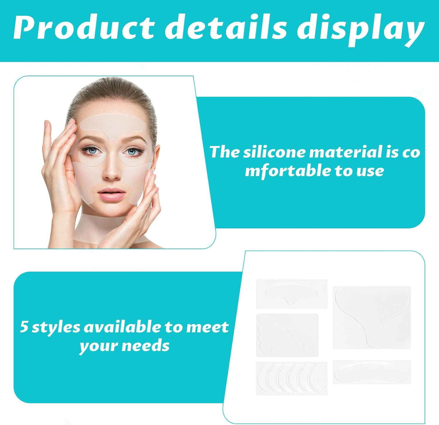 Silicone Wrinkle Patches, Face Tape for Wrinkles, Reusable Silicone Patches for Face/Chest/Neck, anti Wrinkle Patches for Face Overnight Prevention, anti Wrinkle Pads for Wrinkles and Fine Lines image number 4