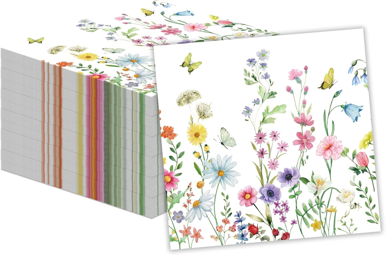 50 Pcs Wildflower Napkins 13 X 13 Inches, Floral Paper Napkins Disposable Flower Cocktail Napkins for Spring Summer Picnic Wedding Baby Shower Birthday Tea Party Decorations image number 3