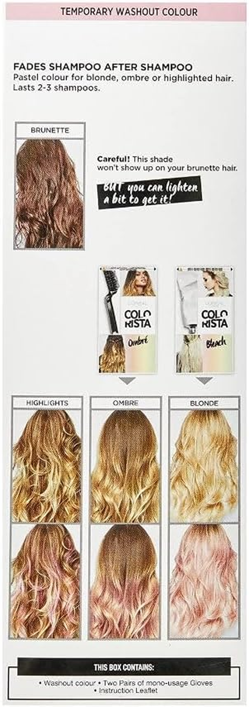 24X L'Oreal Paris Colorista Semi-Permanent Hair Colour Washout Pink Pastel image number 3