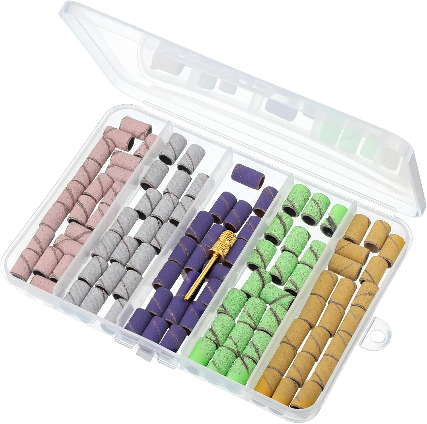 100 Pcs Sanding Bands for Nail Drill with 3 Mm Mandrel Bit, 80/120/180/240 Grit Fine Grit Nail File for Acrylic Nails Grinding Polishing image number 6