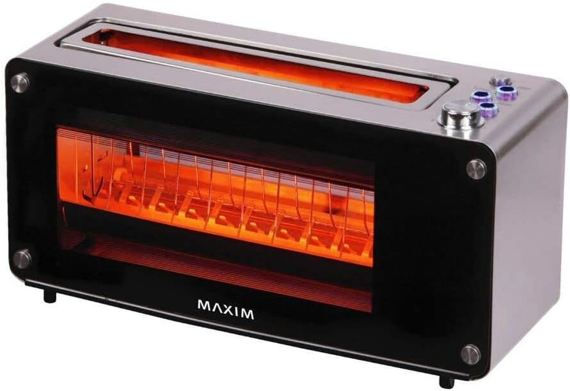 Maxim 1260W Electric 2 Slice Glass Toaster