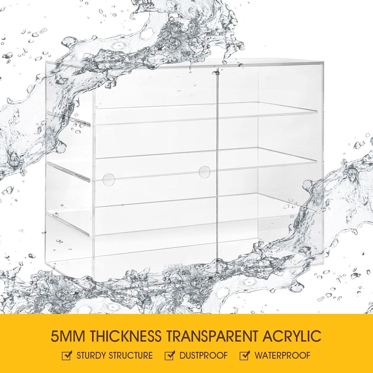 Maxkon 4 Tier Acrylic Bakery Cake Display Case Large Clear Cupcake Display Cabinet with Sliding Door for Donuts Cupcake Bread Dessert Pastries Collectibles