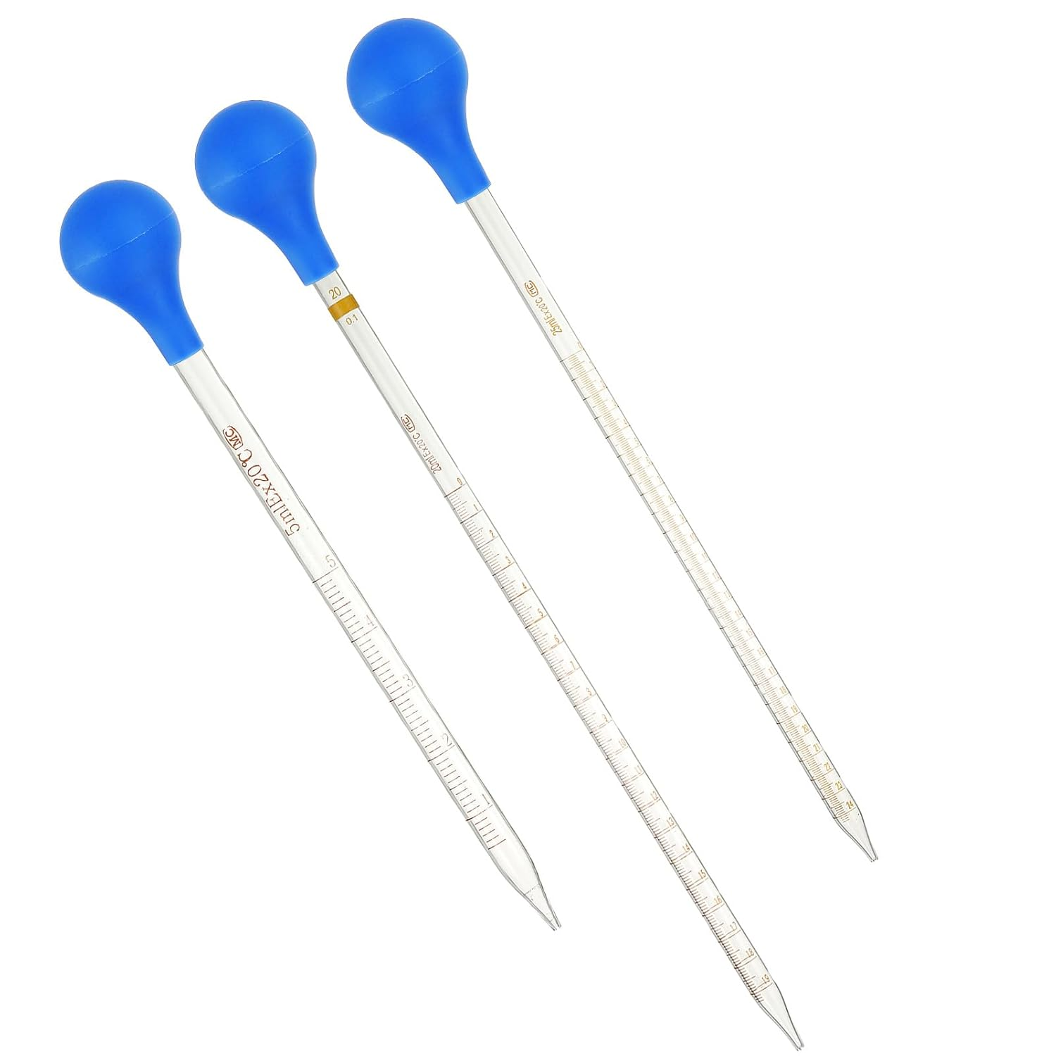 Uxcell Graduated Dropper Pipettes Kit, 3 Pack 5Ml/20Ml/25Ml Borosilicate Glass Pipette with Rubber Squeeze Bulb for Transfer Liquid for Lab, Chemistry image number 5