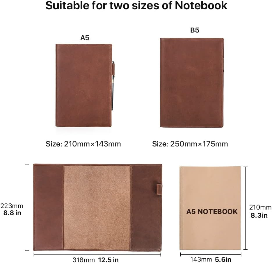 CONTACT'S FAMILY A5 Leather Journal Cover Case Handmade from Crazy Horse Leather A5 Notebook Cover for Travel, Storage, Journal, Planner, Diary image number 2