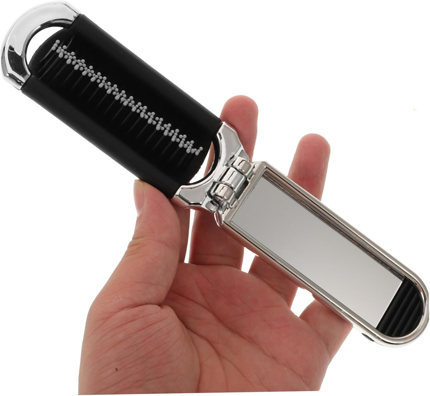 Folding Hair Brush Mirror Portable Mini Hair Comb for Purse Travel Size Compact Brush for Women image number 6