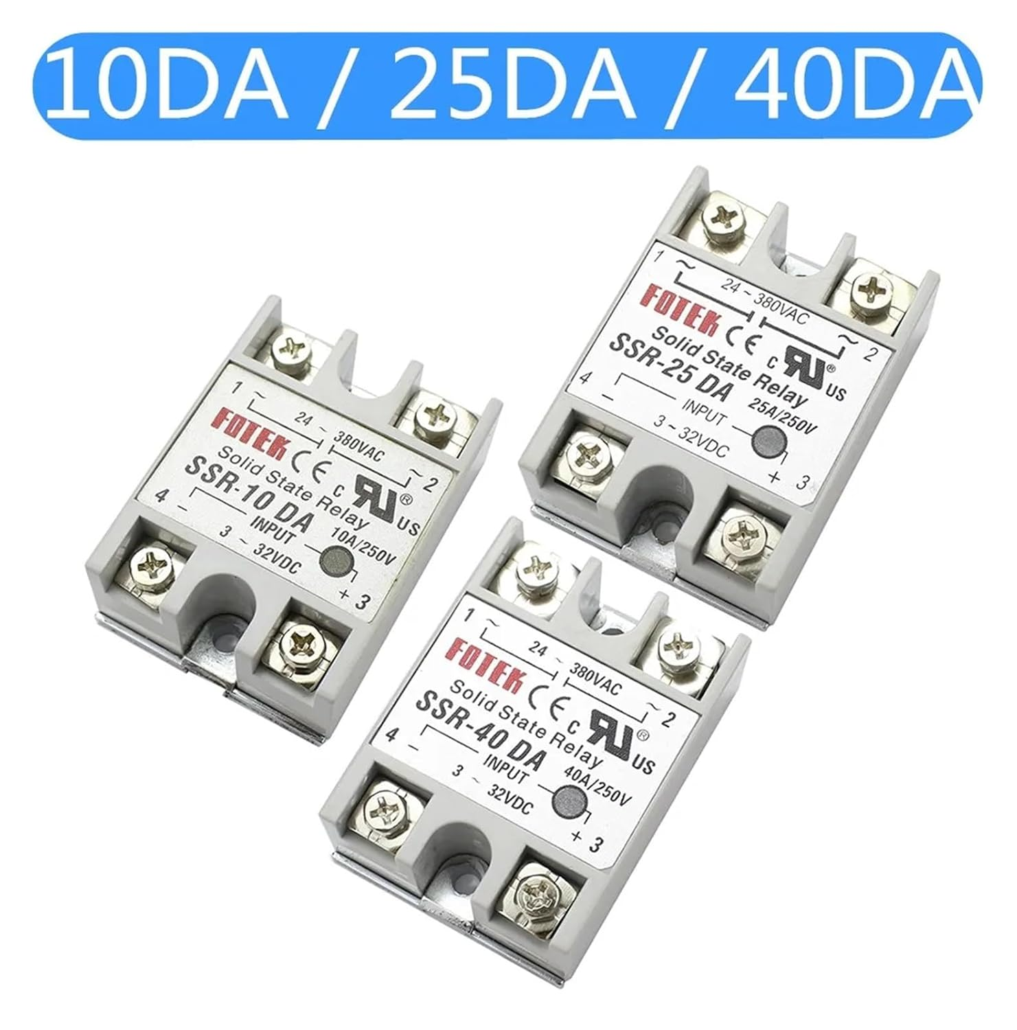 KLVN Solid State Relay SSR 10DA 25DA 40DA DC Control AC White Shell Single Phase without Plastic Cover(Ssr 25DA) image number 1