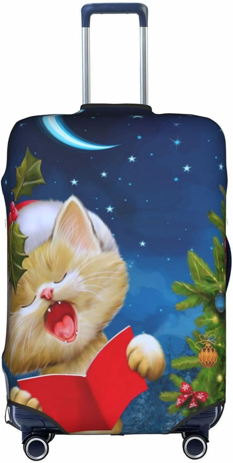 Obabo Serene Coastal Travel Luggage Cover,Washable Suitcase Cover Protector Anti-Scratch Suitcase Cover Fits 18-32 In, Cute Cat Sing Christmas Carols, S image number 6