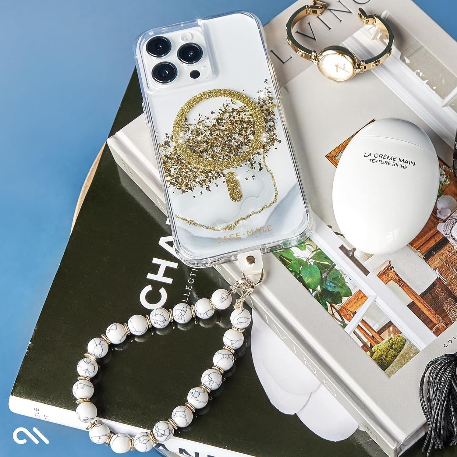 Case-Mate Karat Marble Magsafe Cover for Iphone 15 Pro Max, White/Gold image number 6