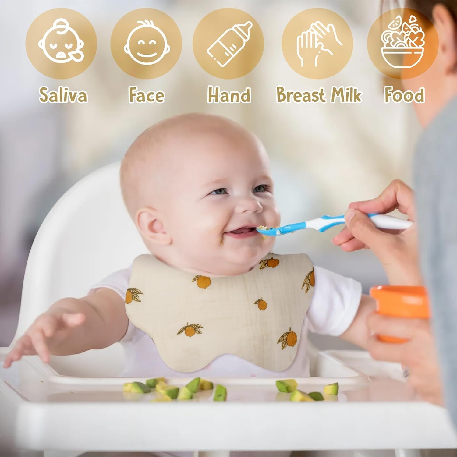 ZONEY Baby Drooling Bibs, 5Pcs Cotton Bandana Drool Bibs for Girls, Adjustable Teething Bibs, Scarf Burp Cloths, Toddler Bibs, Dribble Bibs image number 4