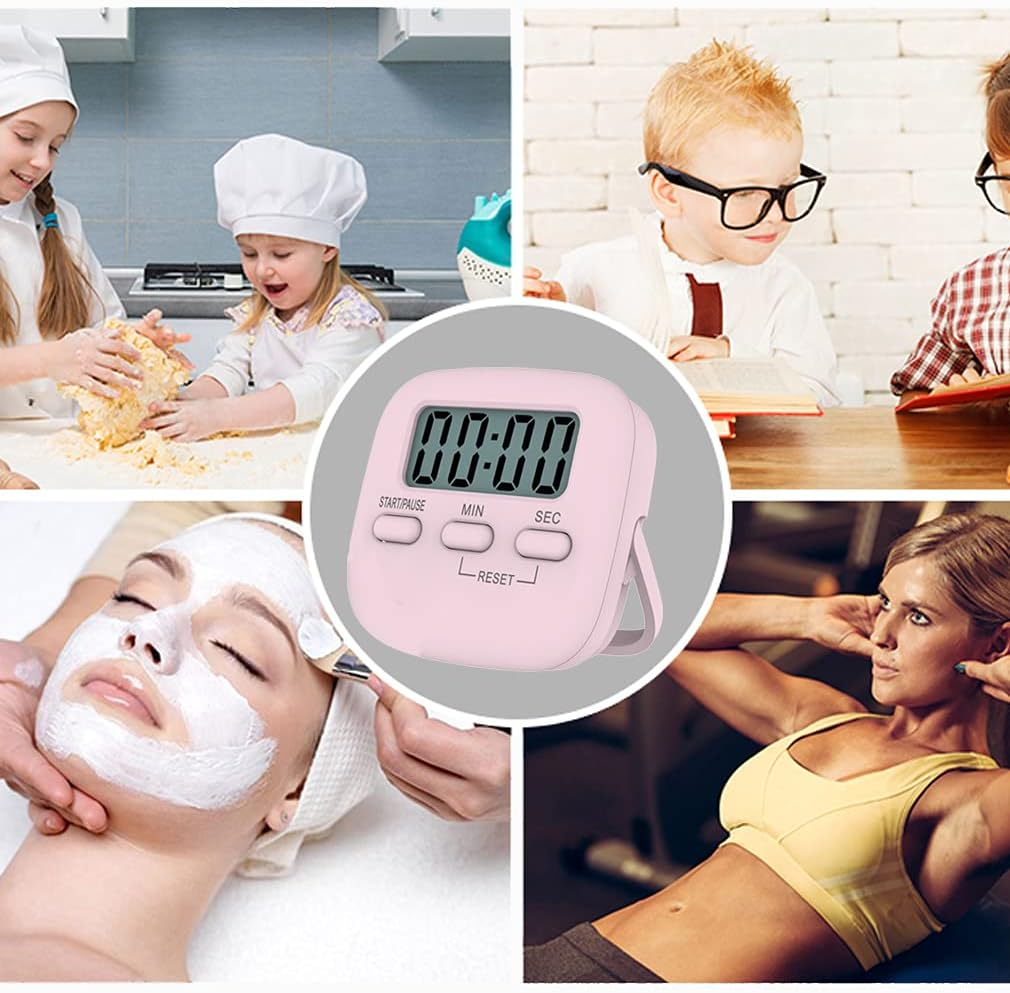 Digital Kitchen Timer/Pink Timer for Kids with Bracket and Hanging Hole,Hd Sound Quality Magnetic Stopwatch Timer for Cooking,Study,Exercise and Baking(Rectangle) image number 6