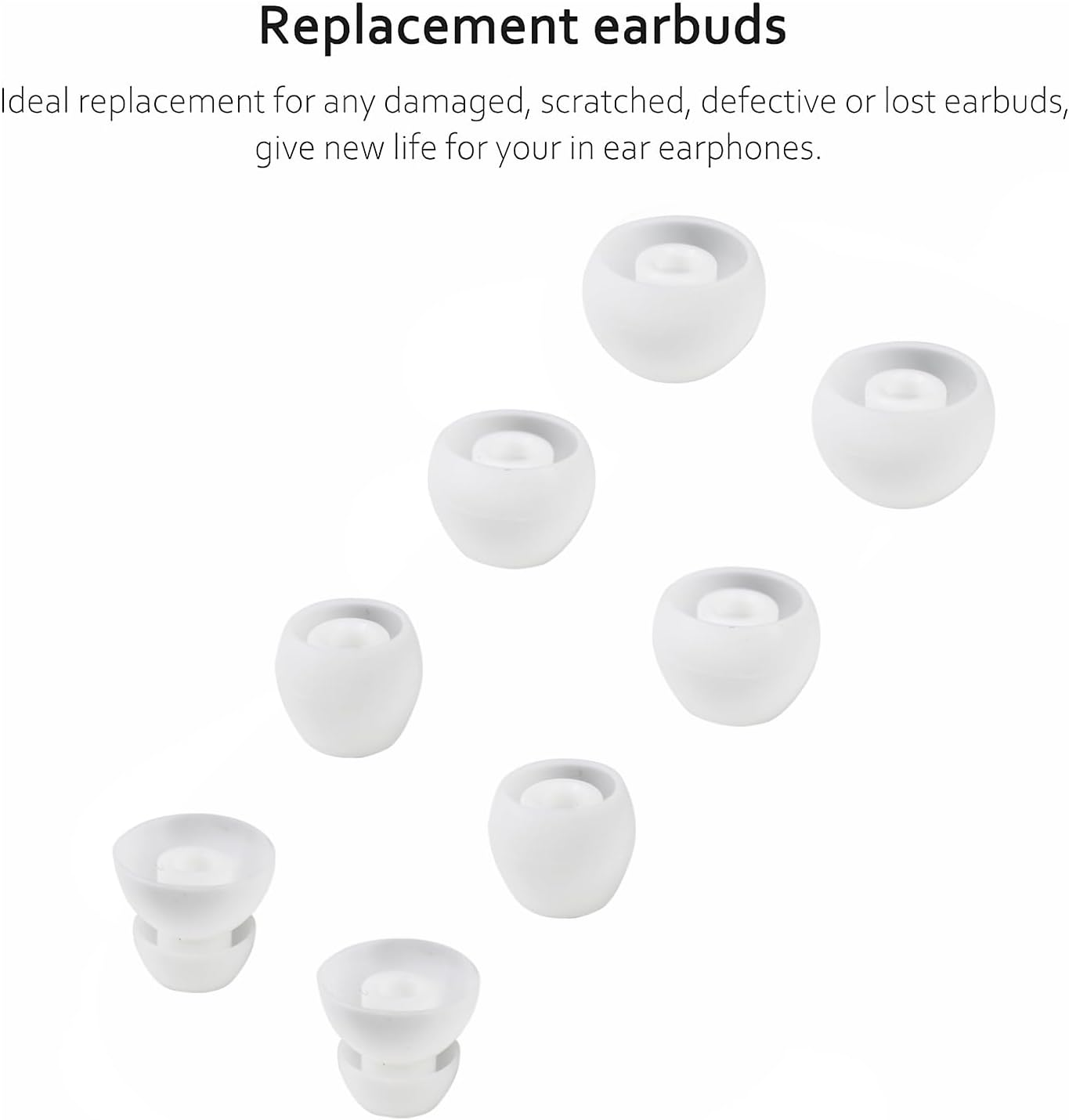 Replacement Earbuds Silicone Ear Buds Tips Compatible with Beats by Dr Dre Powerbeats Pro Wireless Earphones (White 8Pcs)