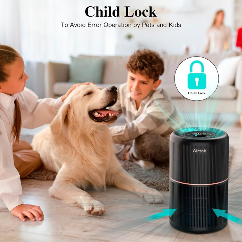 AIRTOK Hepa Air Purifier for Home Bedroom with Aromatic Sponges | 4-In-1 H13 True Hepa Air Filter for Smoke, Dust, Pollen, Pet Dander Odors, 99.97% Removal to 0.1 Microns | Ozone-Free, Night Light image number 7