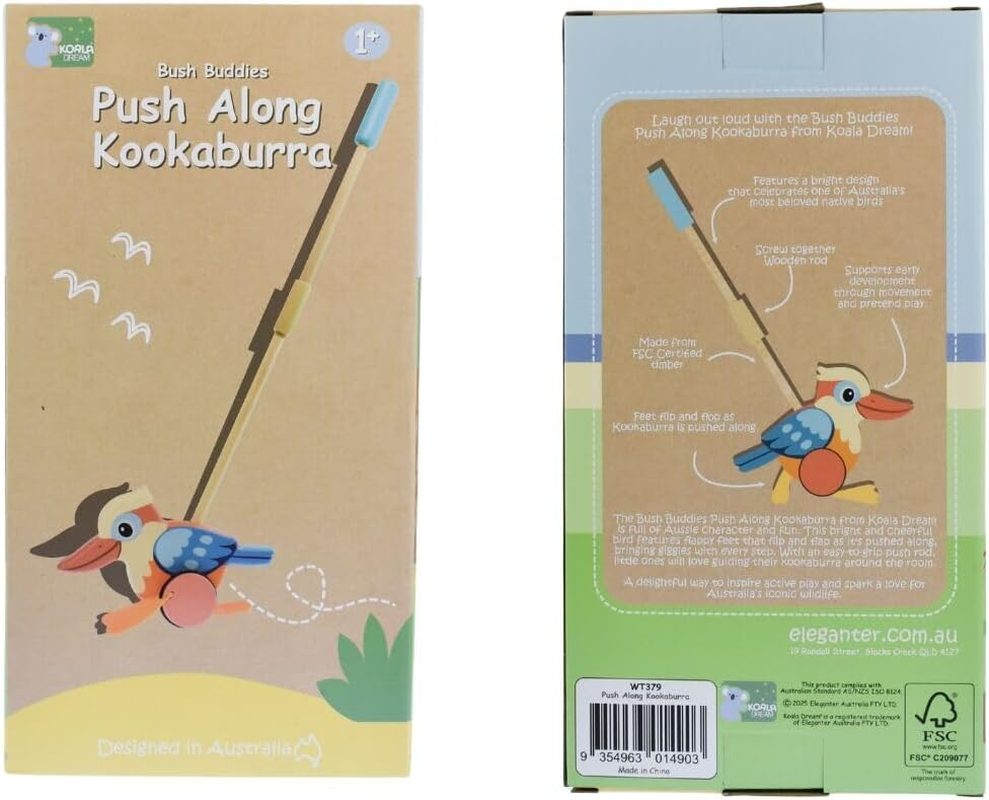 Koala Dream Push along Kookaburra &ndash; Wooden Toddler Push Toy &ndash; FSC Certified Timber, Designed in Australia image number 3